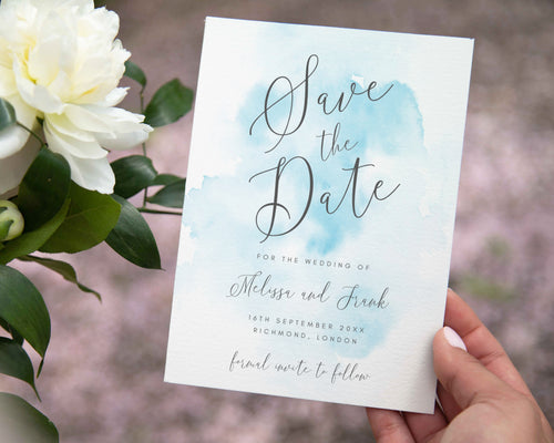 Blue Watercolor Save the Date