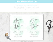 Mint Watercolor Save the Date