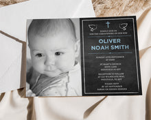 Blue Dove Chalk Christening Invitation