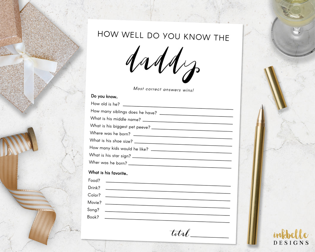 How Well Do You Know Dad Baby Shower Game