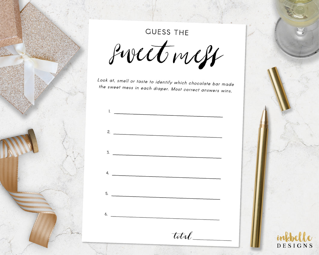 Guess the Sweet Mess Baby Shower Game