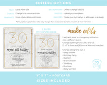 White Marble & Gold Birthday Party Invitation *ANY AGE* digital invite, Editable Template Download Printable Corjl