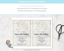 White Marble & Gold Birthday Party Invitation *ANY AGE* digital invite, Editable Template Download Printable Corjl