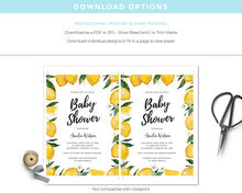 Lemon Editable Baby Shower Invitation