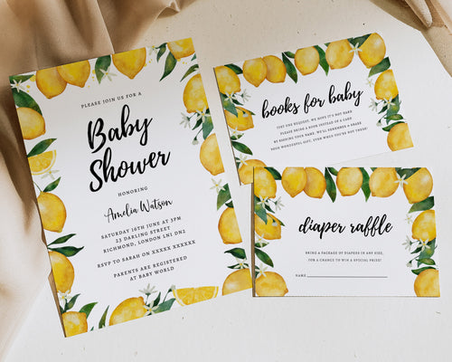 Lemon Baby Shower Invitation Suite