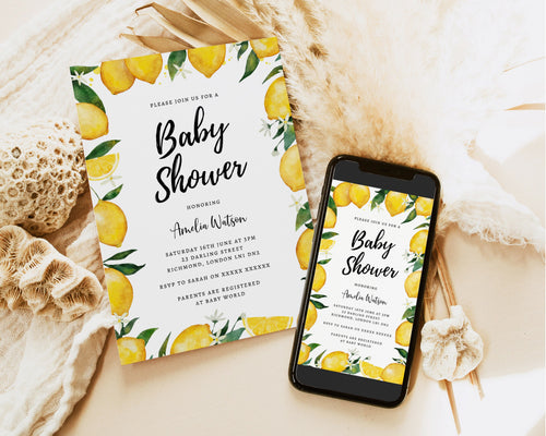 Lemon Editable Baby Shower Invitation
