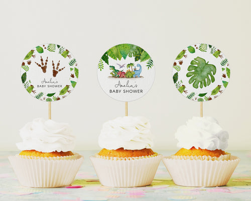 Dinosaur Baby Shower Cupcake Toppers