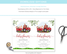Watercolour Red Barnyard Baby Shower Invitation, Editable Template Instant Download 5 x 7"  Red Farm Baby Shower Invitation