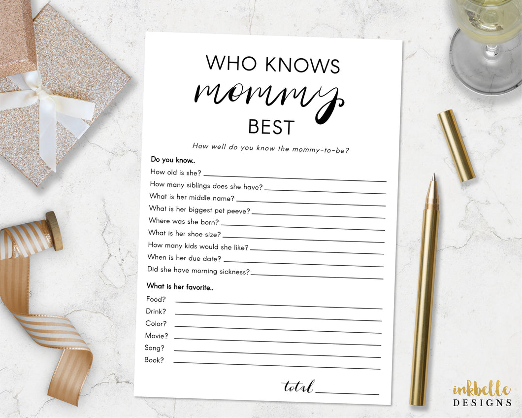How Well Do You Know Mom Baby Shower Game